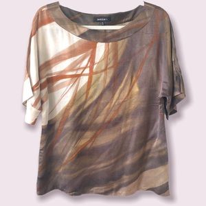 Lafayette 148 swirl patterned/ gold floral pattern brown light top